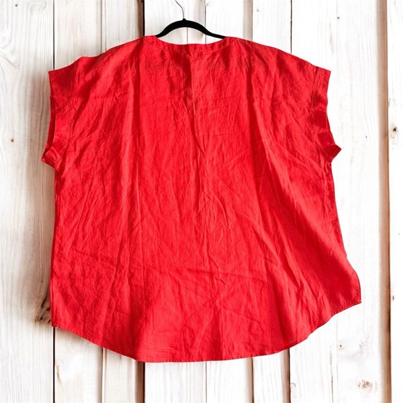 Adrienne Vittadini 100% Linen Blouse XXL in Hibiscus – New with Tags - Picture 2 of 7